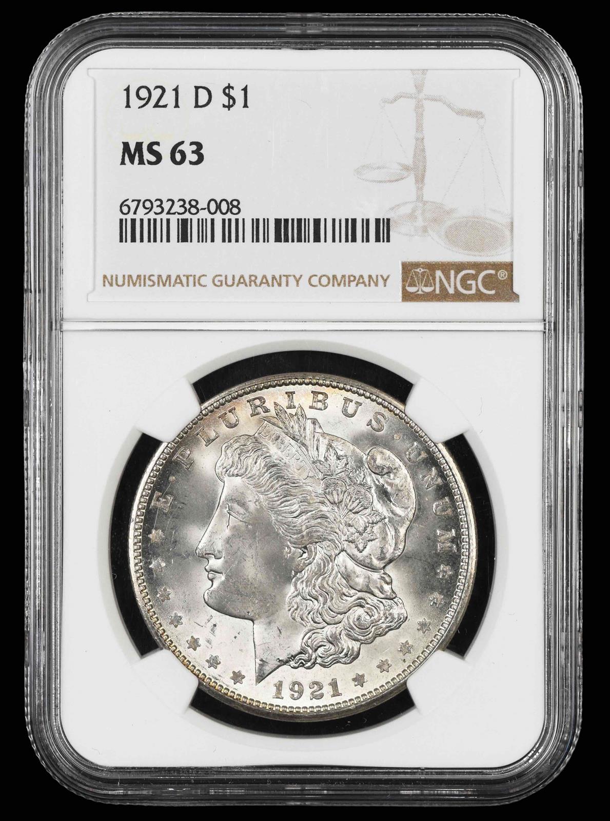 1921 D $1 NGC  MS63