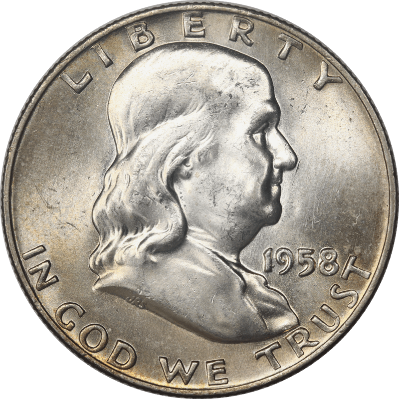 1958-D Franklin Half Dollar 50c  Choice Uncirculated - Nice Original Coin 