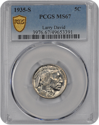 1935-S 5C Buffalo Nickel PCGS  #3596-1 MS67