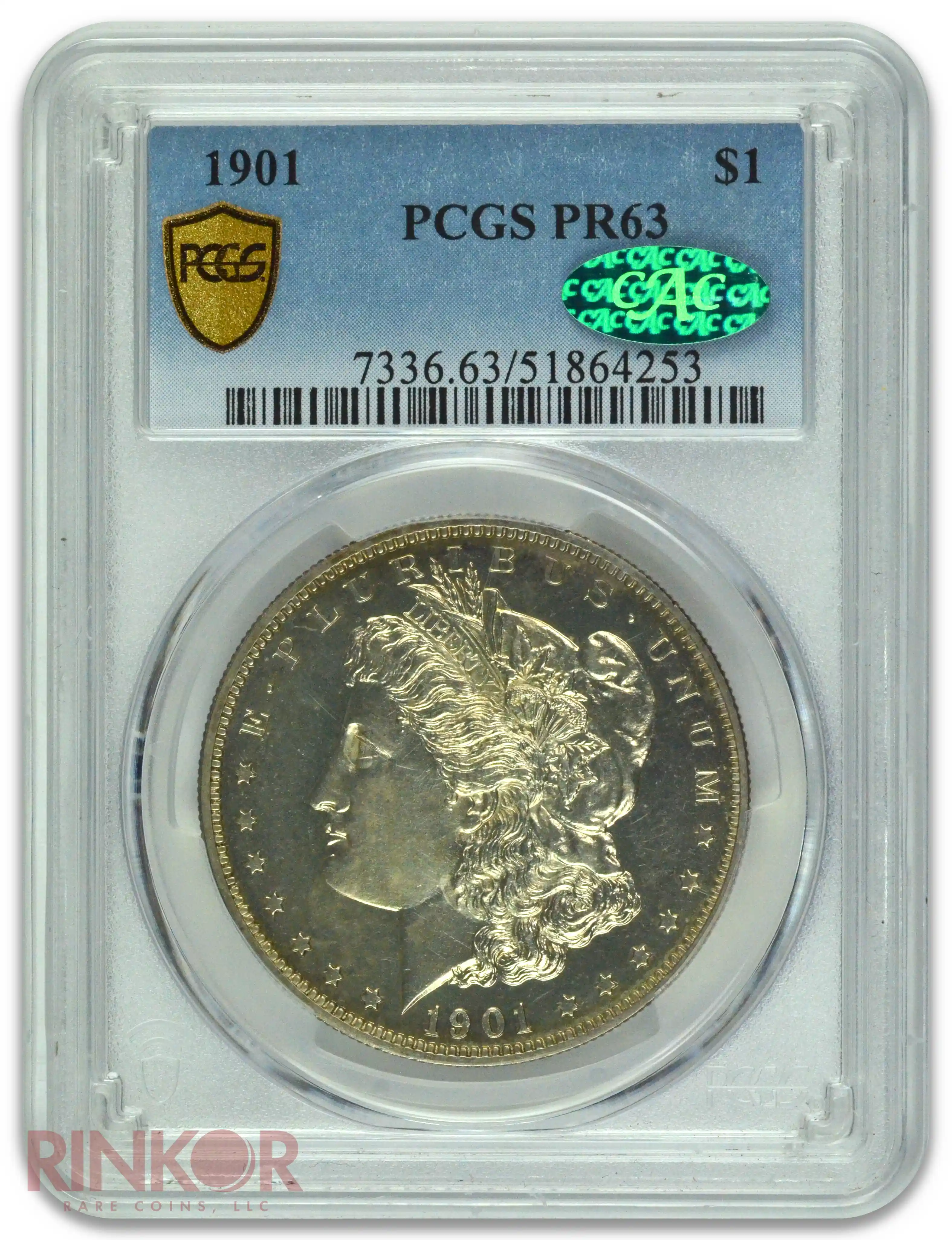 1901 $1 Morgan Dollar PCGS PR 63 CAC