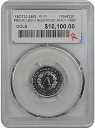 1903 5C Liberty Nickel PCGS  CAC PR68