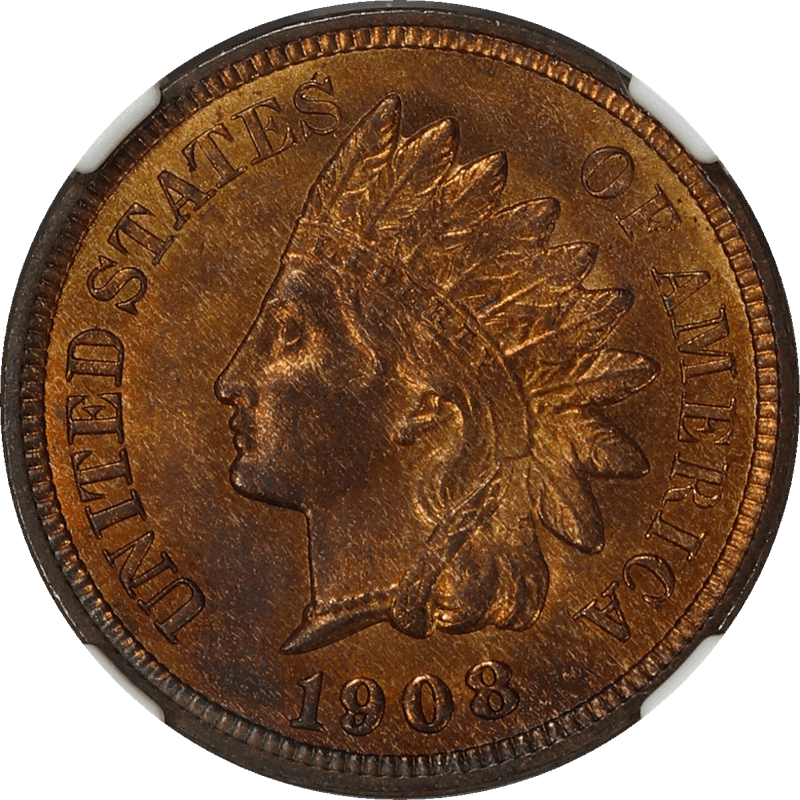 1908  Indian Head Small Cent 1c NGC MS 66 RB