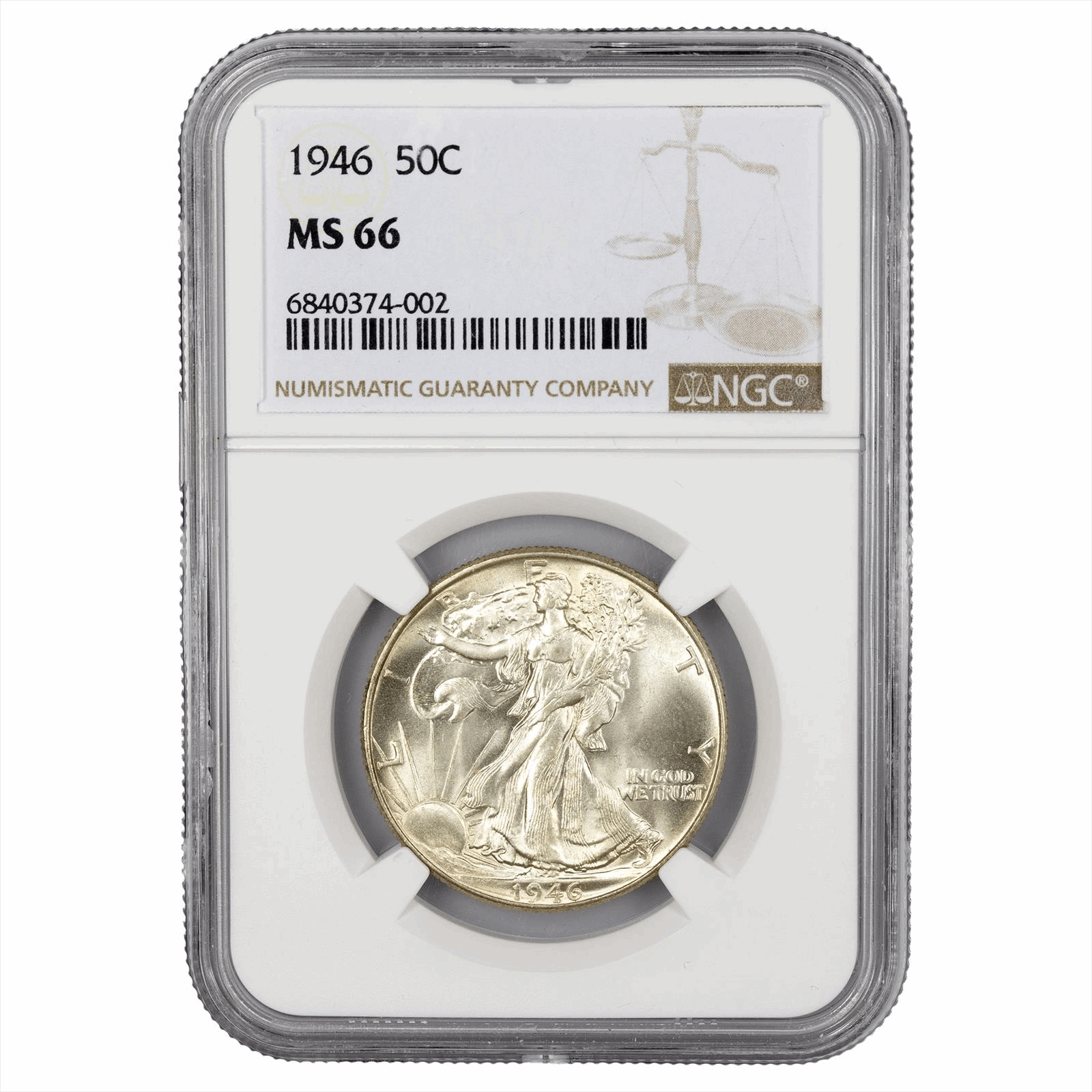 1946 Walking Liberty Half Dollar 50C NGC MS 66 