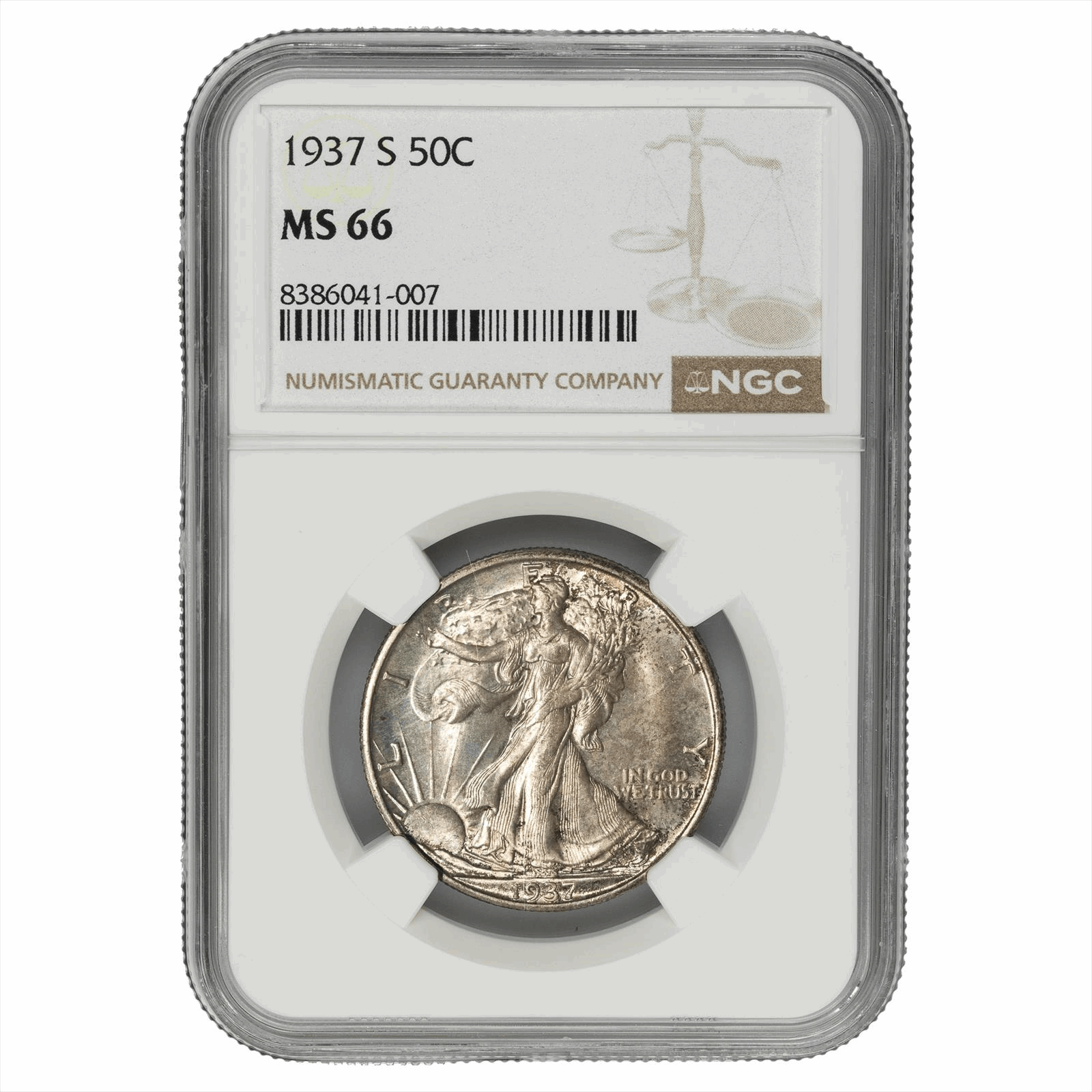 1937S Walking Liberty Half Dollar 50C NGC MS 66