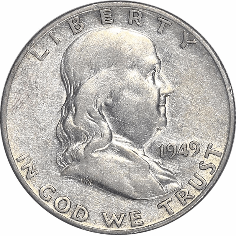 1949-S Franklin Half Dollar 50c Circulated Almost Uncirculated - Nice and Original