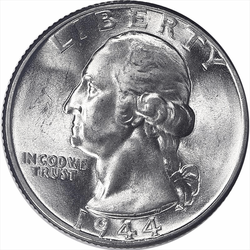 1944 Washington Quarter 25c, Choice Uncirculated - Nice Original Coin