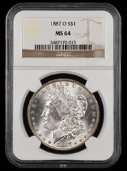 1887 O $1 NGC MS 64