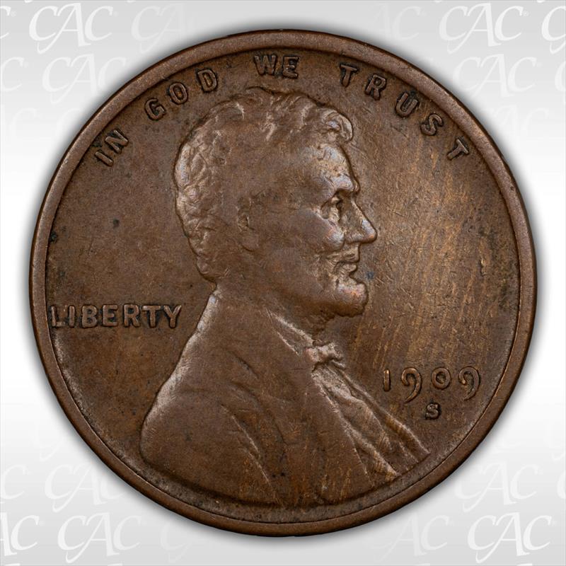 1909-S VDB 1c CAC VF 25 