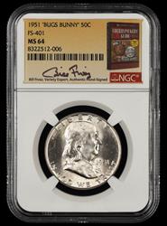 1951 Bugs Bunny 50c FS-401 Bill Fivaz Signature Label NGC MS64