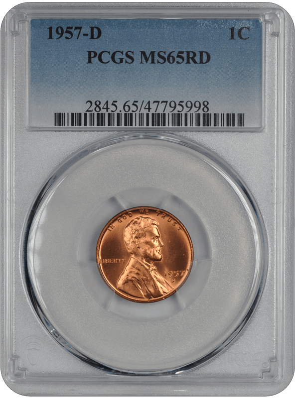 1957-D Lincoln PCGS RD 65