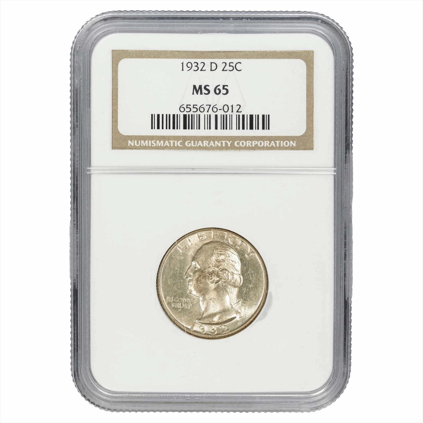 1932-D Washington Quarter 25c, NGC MS 65 CAC - Key Date