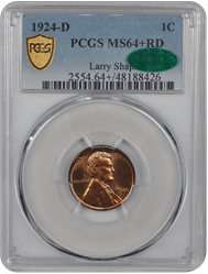 1924-D Lincoln PCGS (CAC) RD 64+