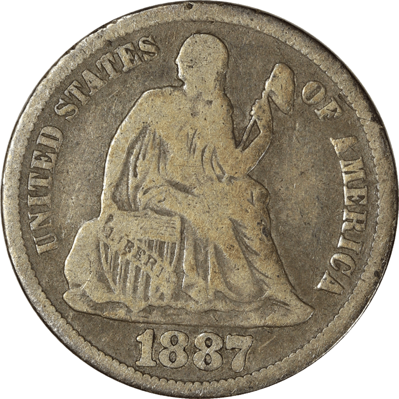 1887-S Liberty Seated Dime 10c, Raw Ungraded Coin