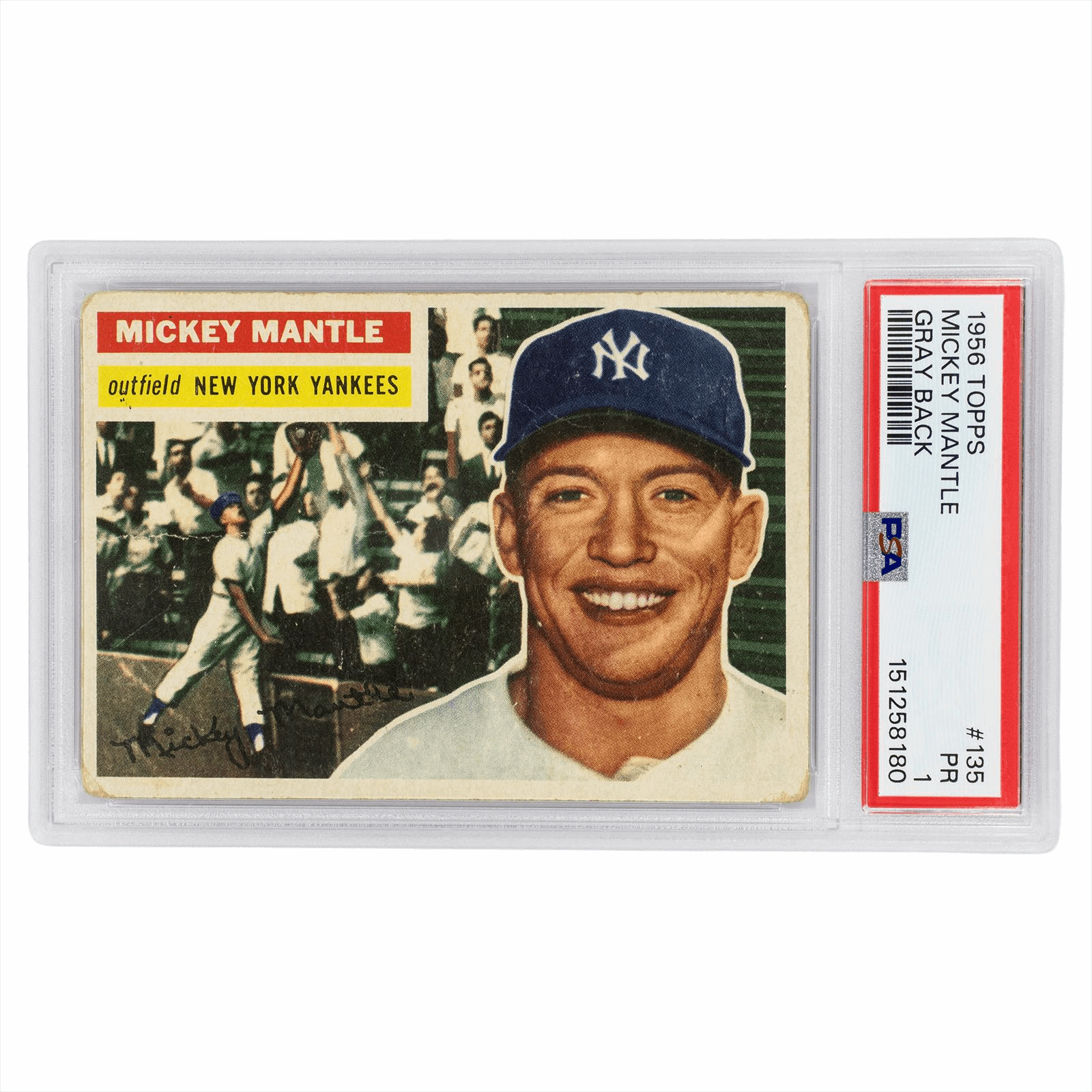 1956 Topps Mickey Mantle Gray Back #135 PSA PR 1 Cert #151258180
