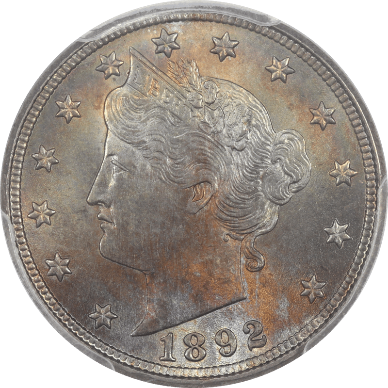 1892 Liberty V Nickel 5c PCGS MS66 - Lustrous, Attractive Toning