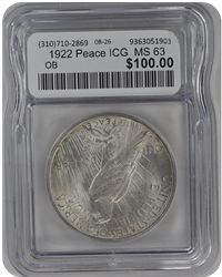 1922 Peace ICG  MS 63