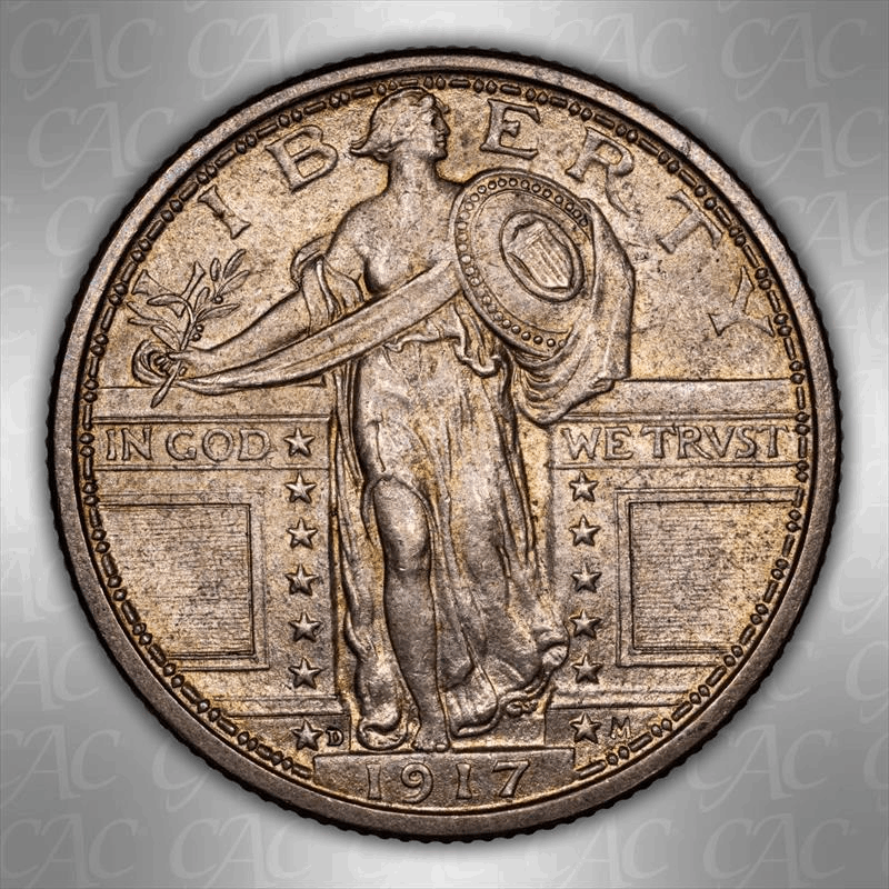 1917-D Type 1 25C CACG MS 65 FH 
