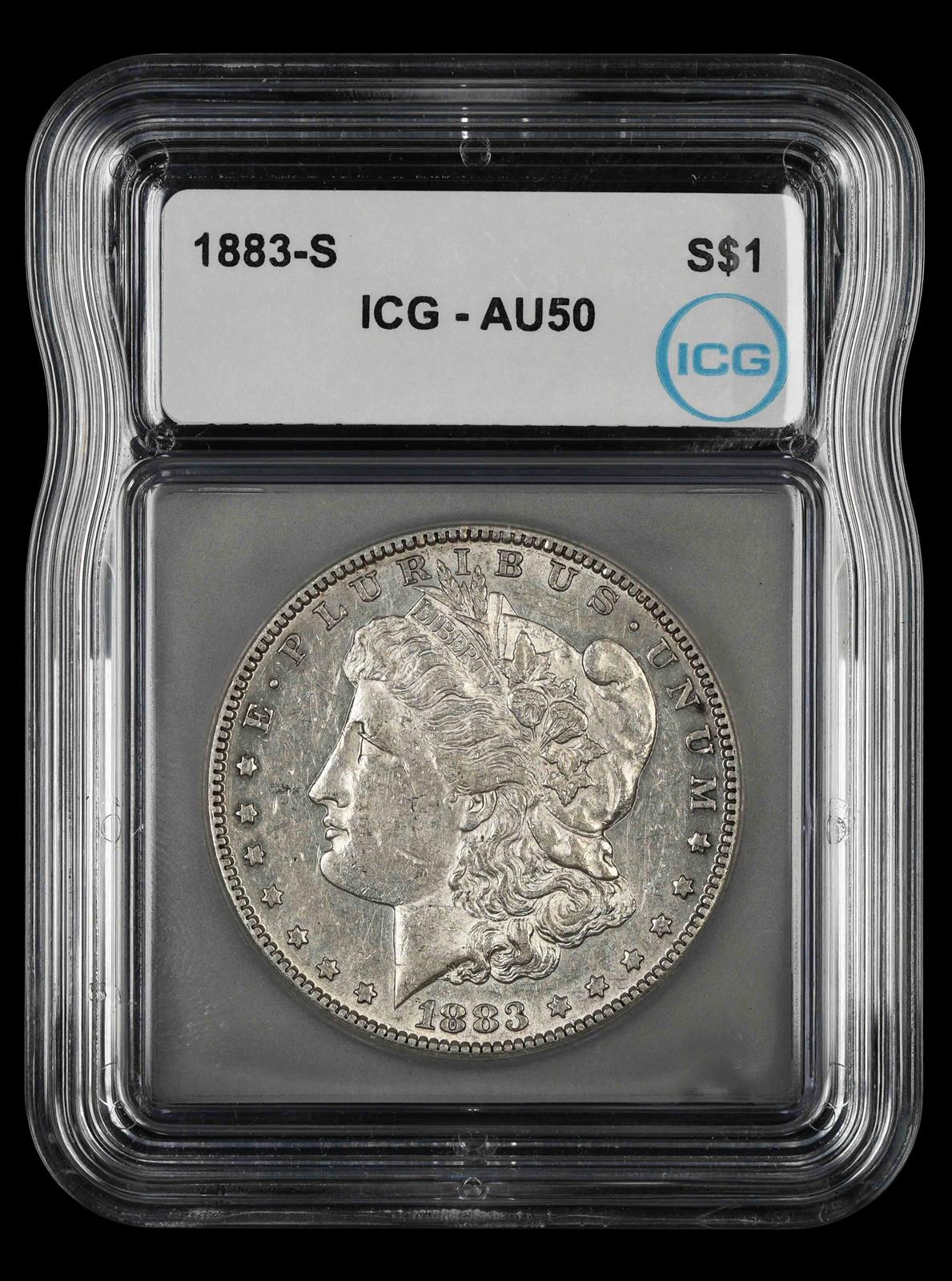 1883 S $1 ICG  AU50
