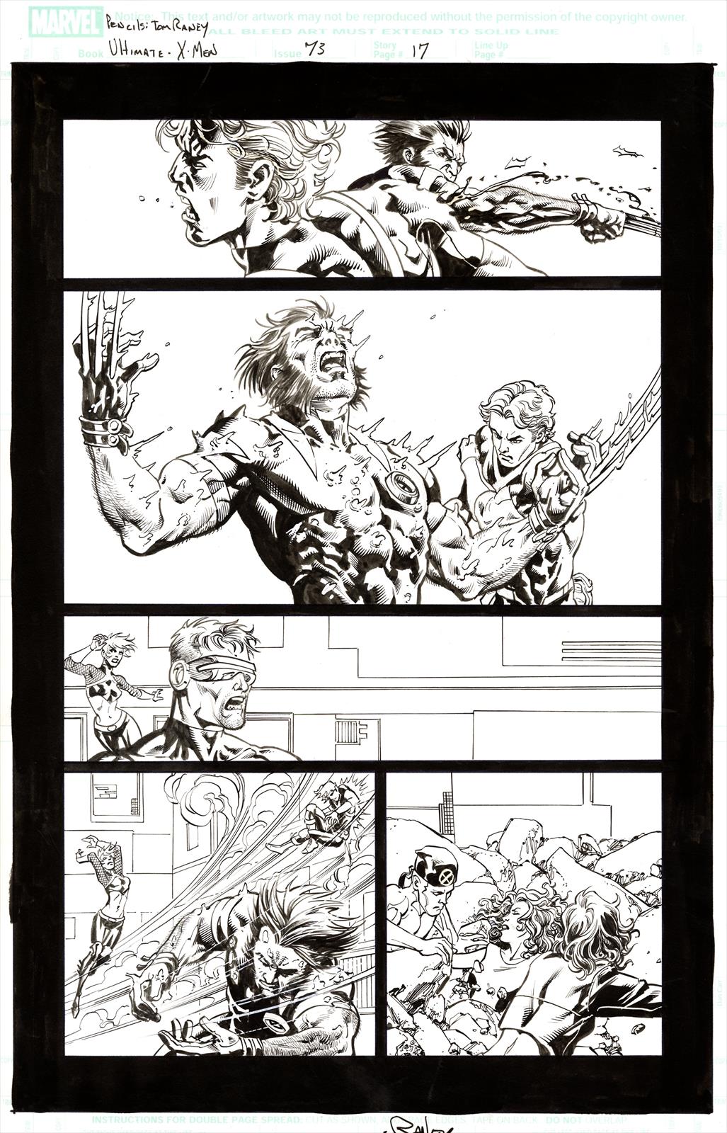 Ultimate X-Men #73, Page 17 Artist:  Tom Raney (Penciller) ,  Scott Hanna (Inker) Media Type: Pen and Ink Art Type: Interior Page 