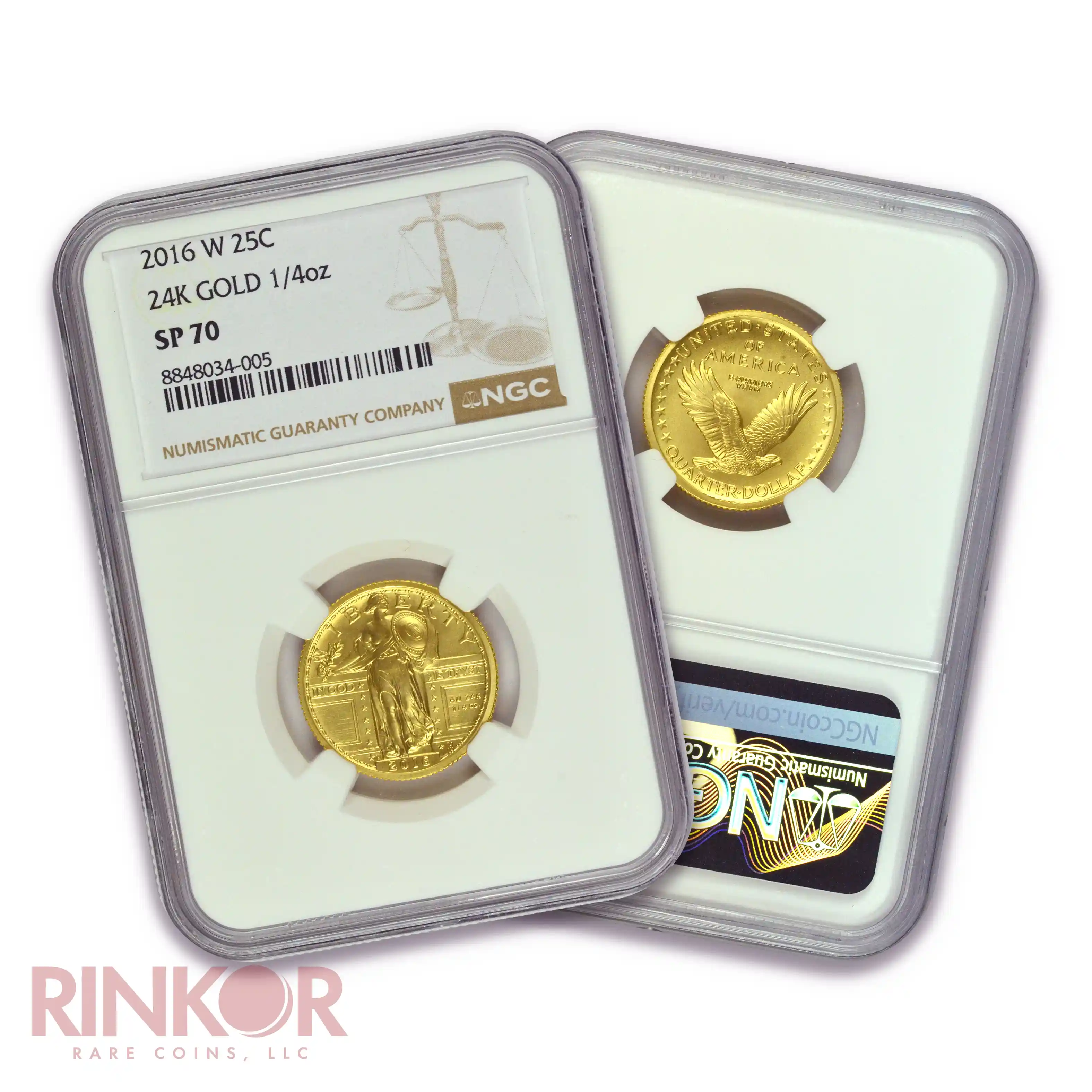 2016-W Gold 1/4oz Standing Liberty Quarter 100th Anniversary Brown Label NGC SP 70