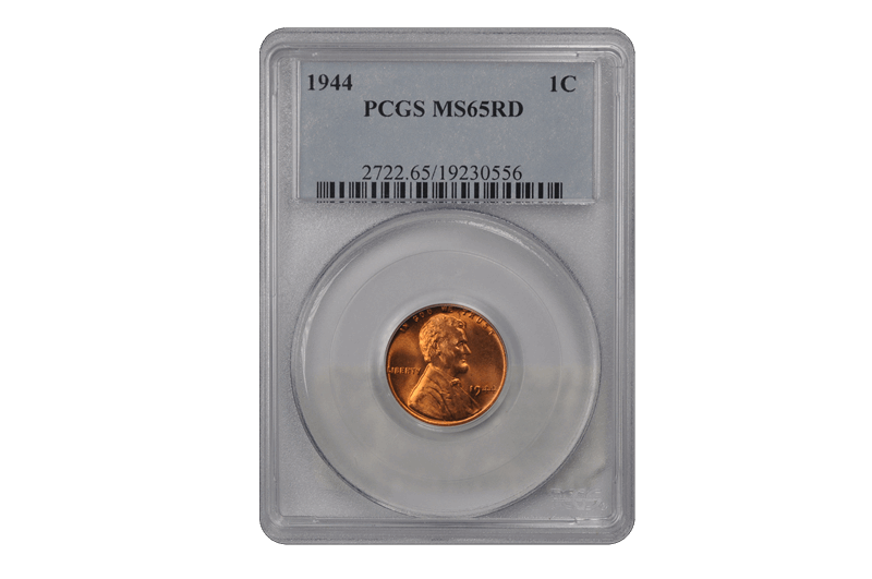 1944 1C Lincoln Cent - Type 1 Wheat Reverse PCGS RD #3688-8 MS65