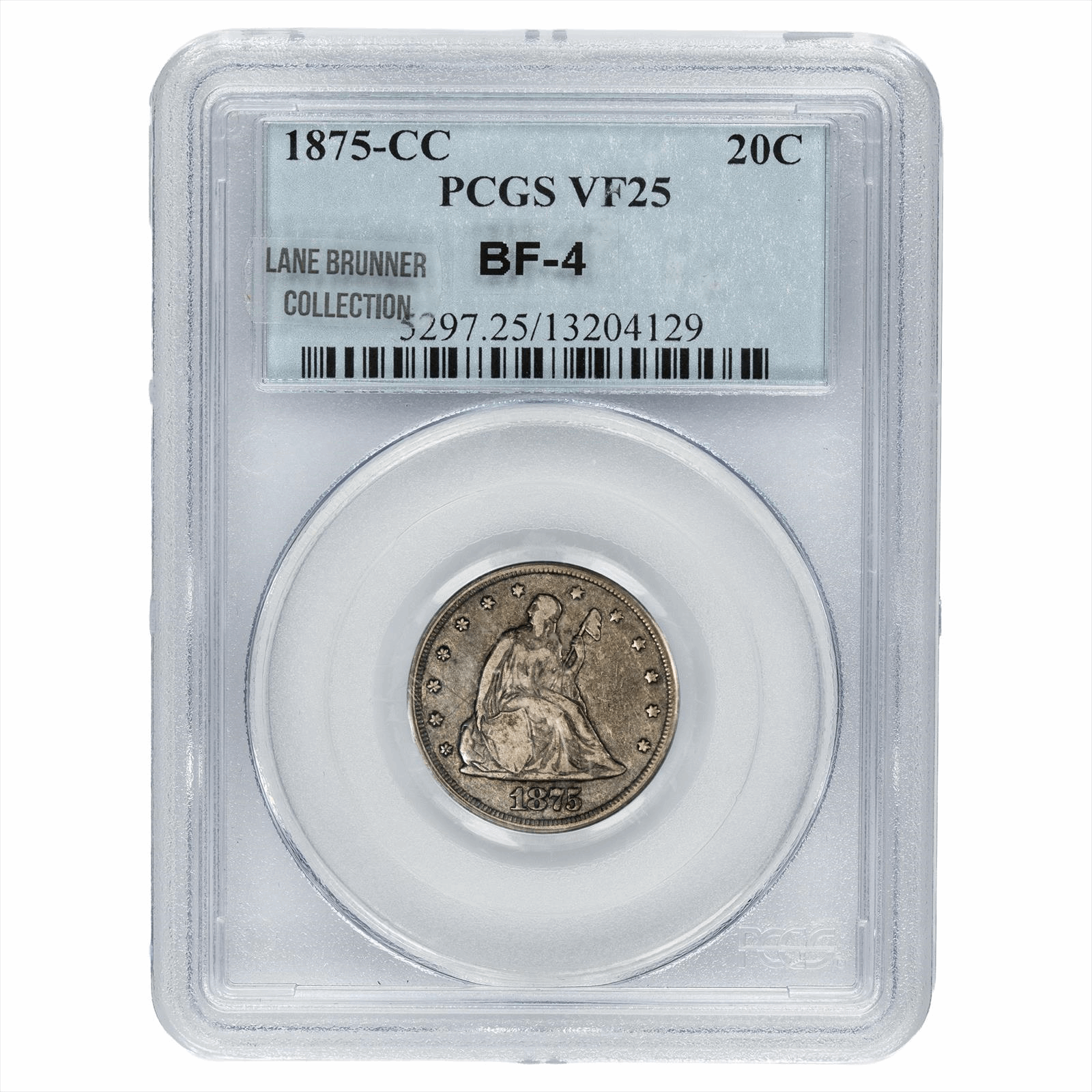 1875-CC Seated Liberty Twenty Cent 20C BF-4 PCGS VF 25