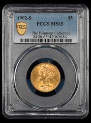 1902 S $5 PCGS The Fairmont Collection MS65