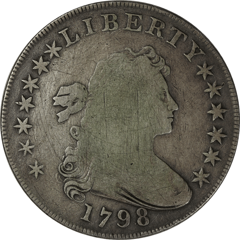 1798 Draped Bust Dollar $1,  Circulated Very Good - Details