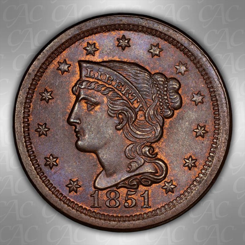 1851 1C Newcomb 12 CACG MS 66 BN