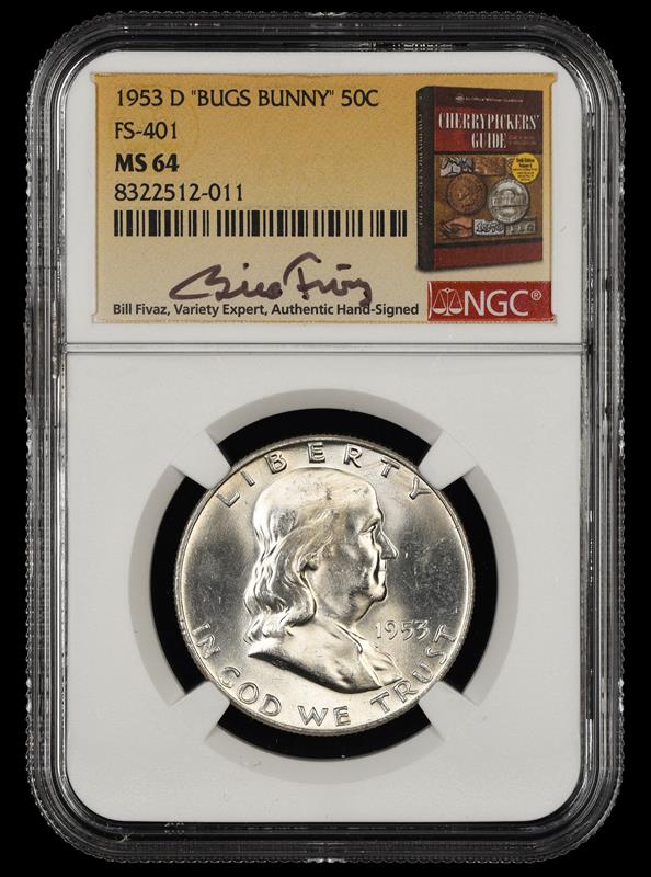 1953 D Bugs Bunny 50c FS-401 Bill Fivaz Signature Label NGC  MS64