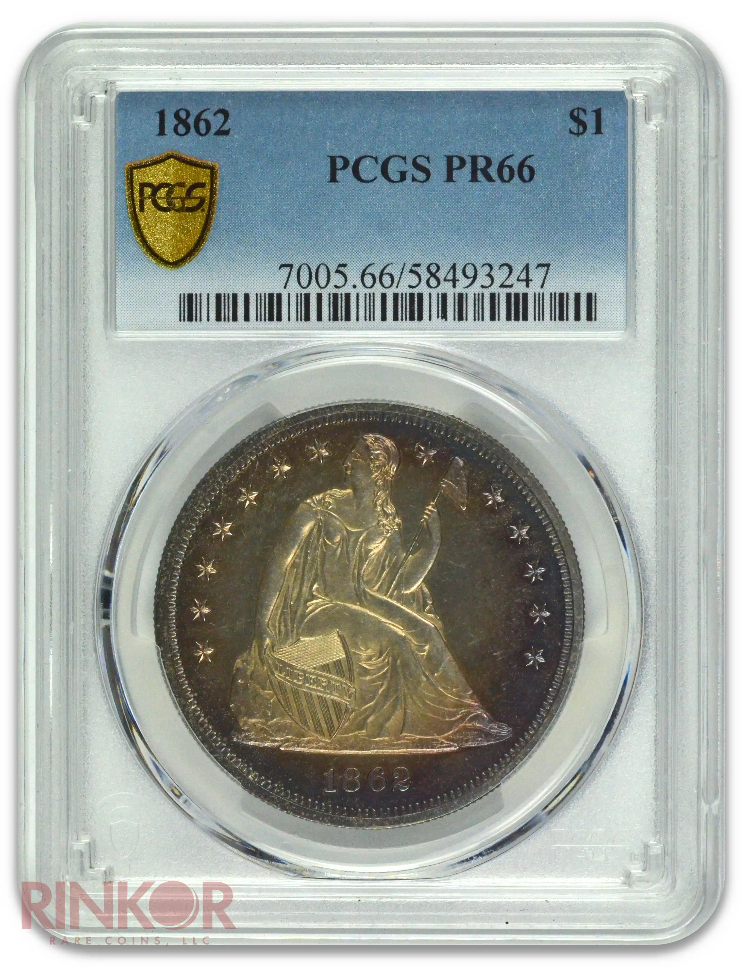 1862 $1 Seated Dollar PCGS PR 66