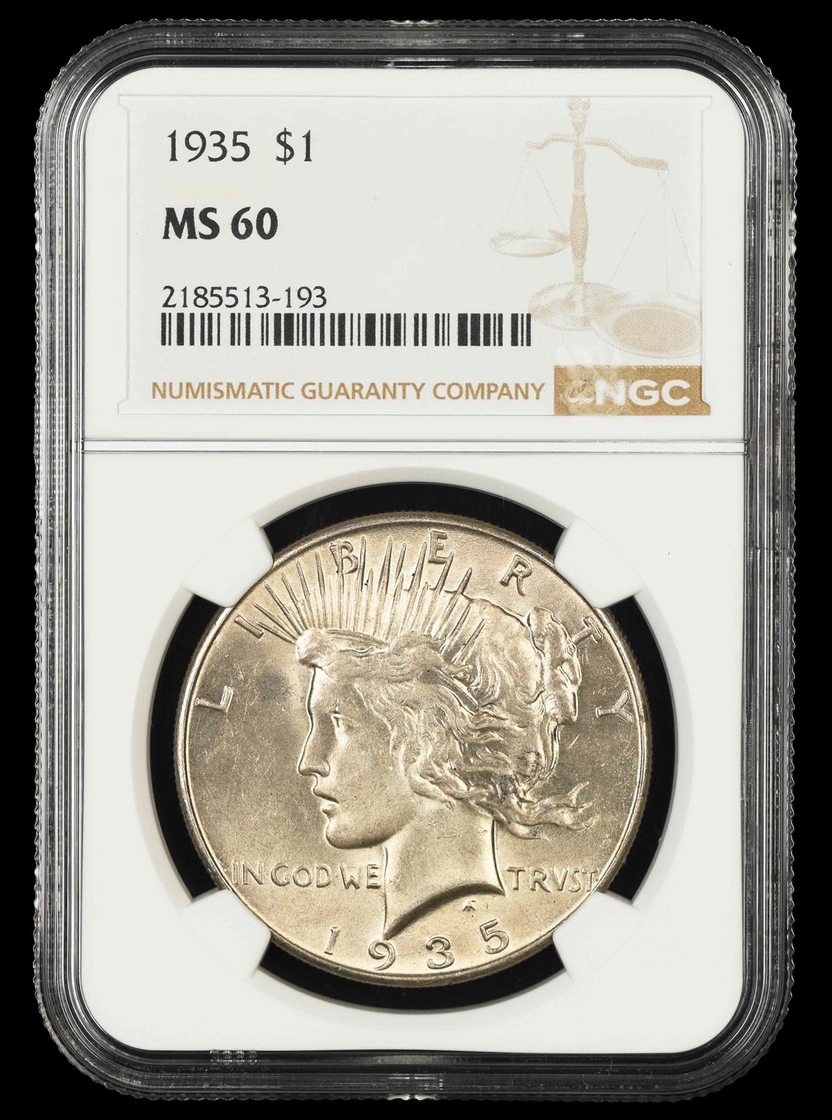 1935 $1 NGC  MS60
