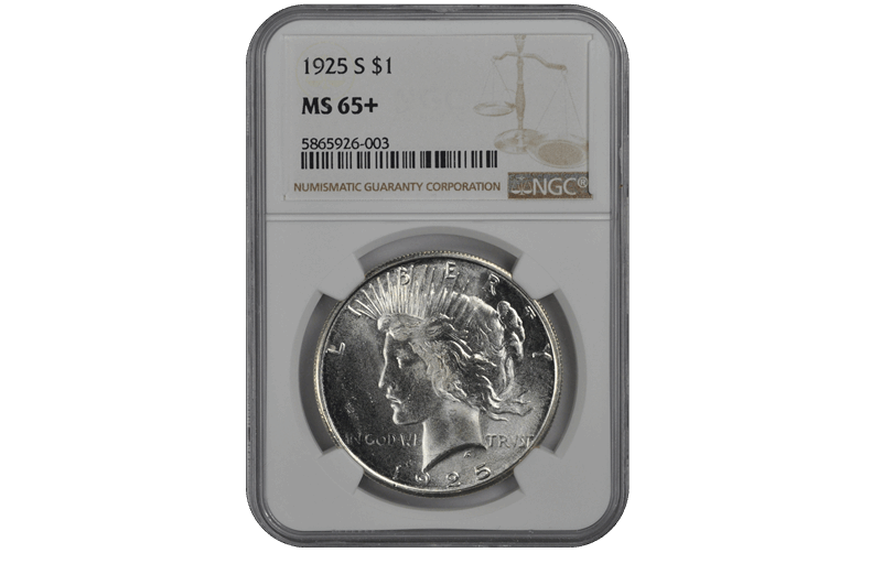 1925 S Peace Dollar S$1 NGC  #3600-4 MS65+