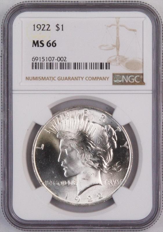 1922 $1 NGC MS66