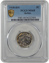 1938-D/S Buffalo PCGS MS 68