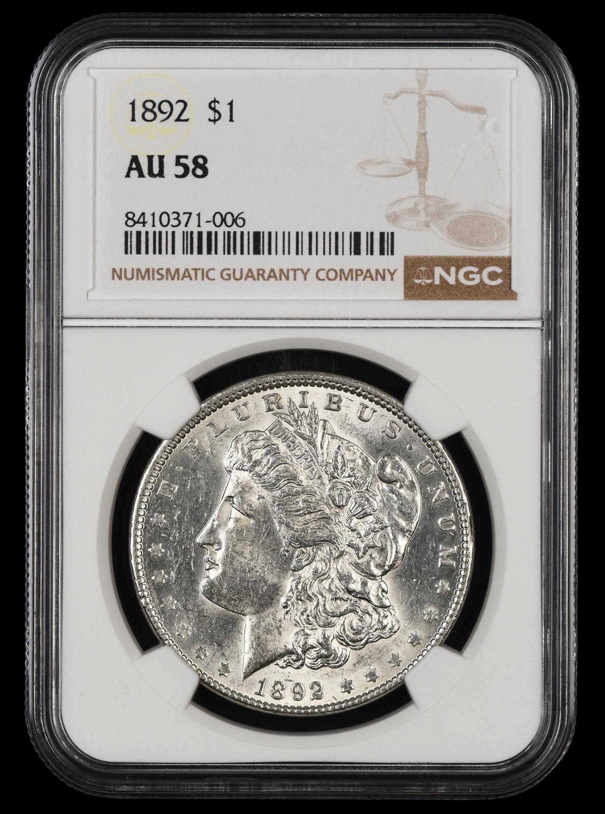 1892 $1 NGC AU-58