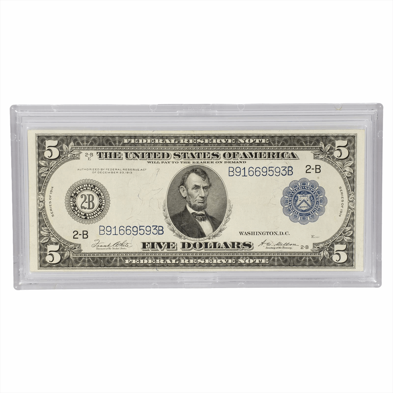 1914 $5 Federal Reserve Note Fr#851c Raw 