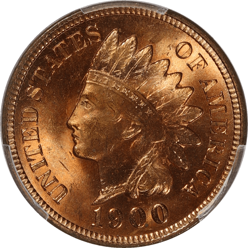 1900 Indian Head Cent 1c, PCGS MS 66 RD