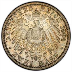 1904 Lubeck 2 Mark PCGS MS65 Toned 