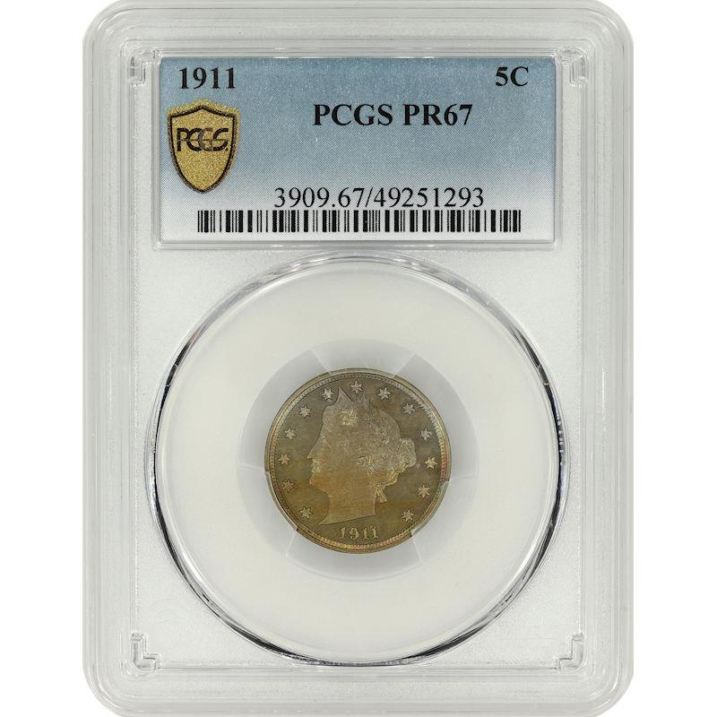1911 Liberty Nickel 5C PCGS PR67 Gold Shield Certified