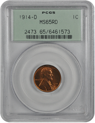 1914-D Lincoln PCGS RD 65