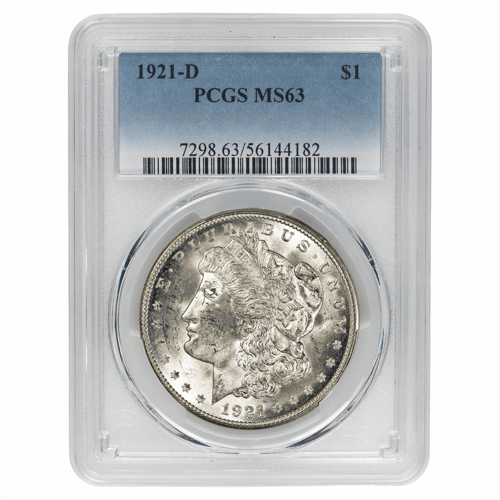 1921-D Morgan Silver Dollar $1 PCGS MS 63