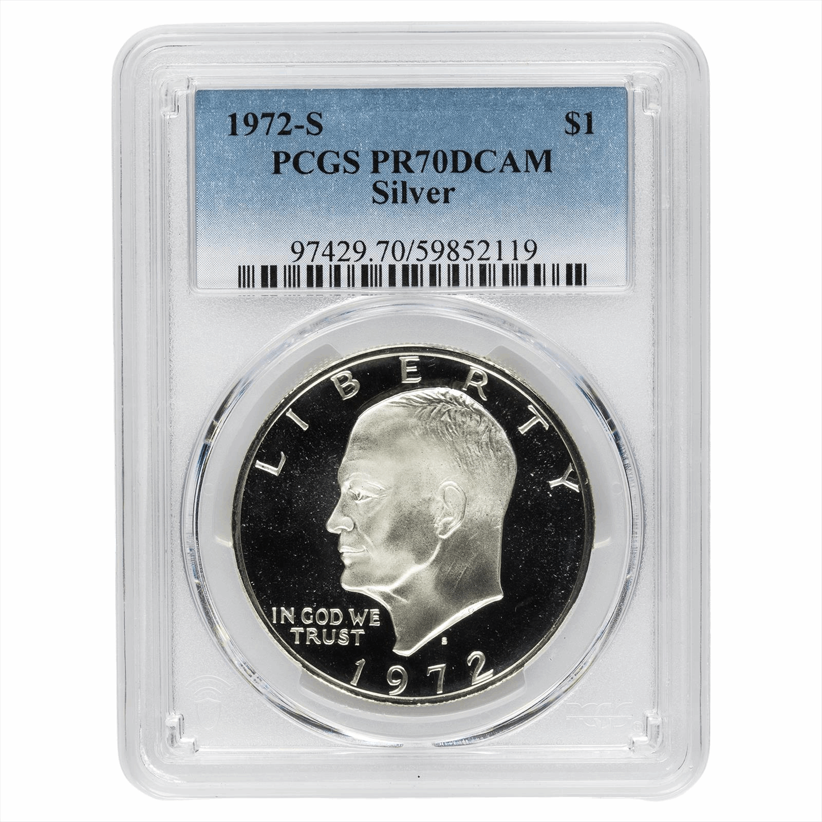 1972-S Silver Eisenhower Dollar $1 PCGS  PR 70 DCAM