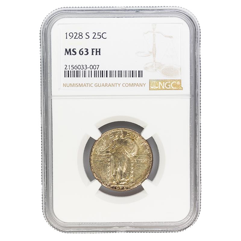 1928-S Full Head Standing Liberty Quarter, 25C NGC MS 63 FH