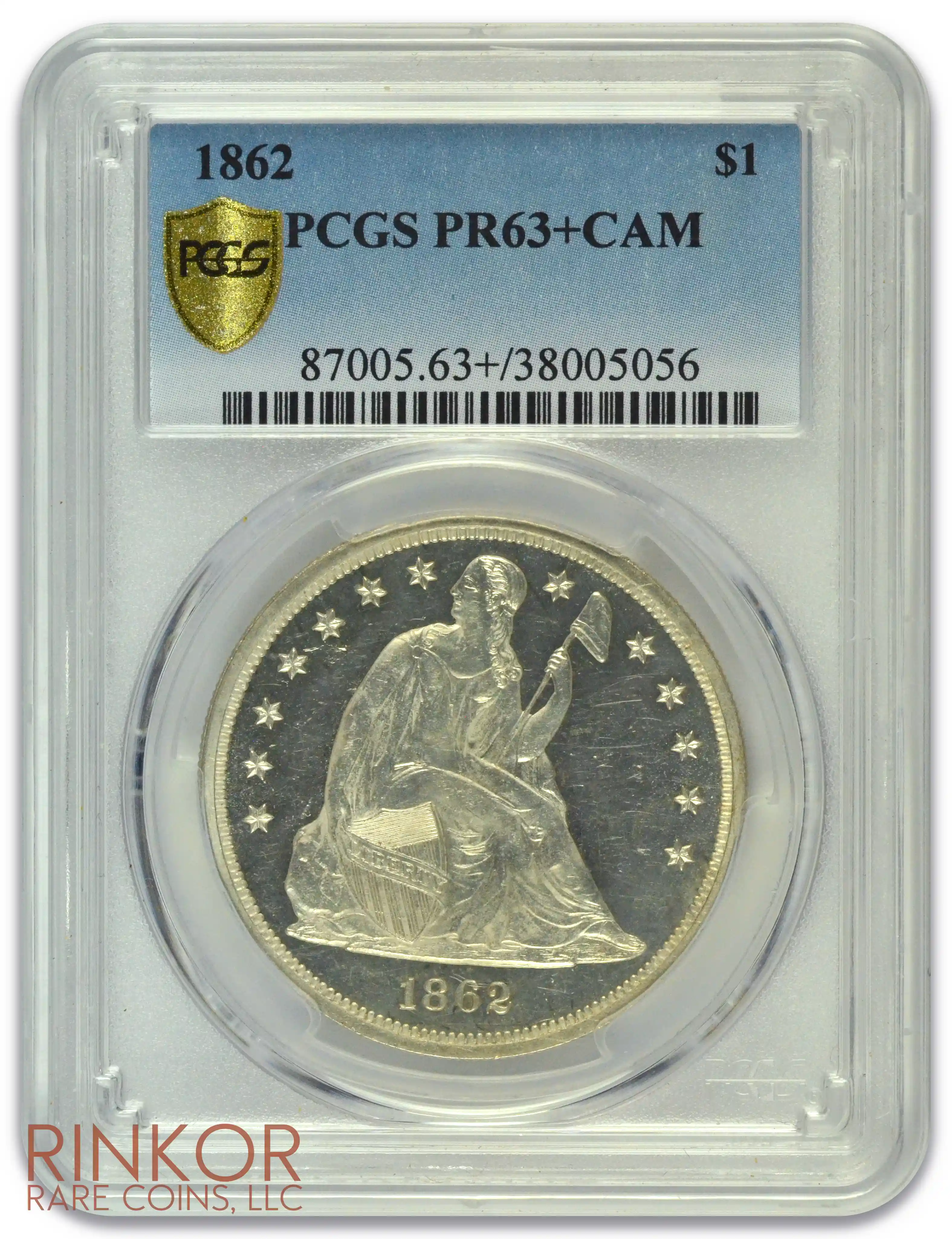 1862 $1 PCGS PR 63+ CAM