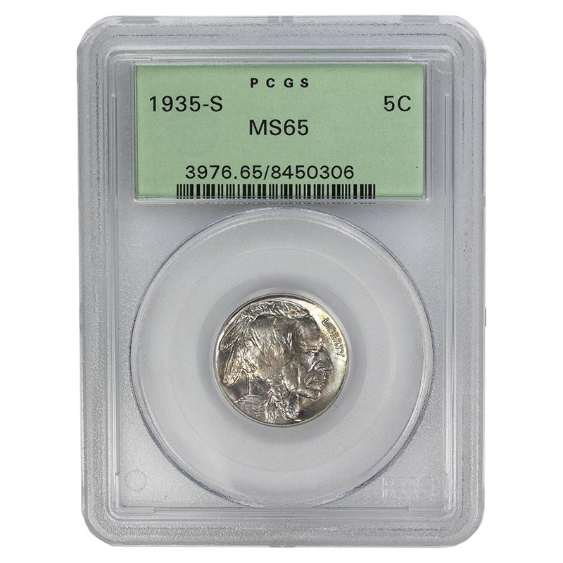 1935-S Buffalo Nickel 5c PCGS MS65 Old Green PCGS Holder