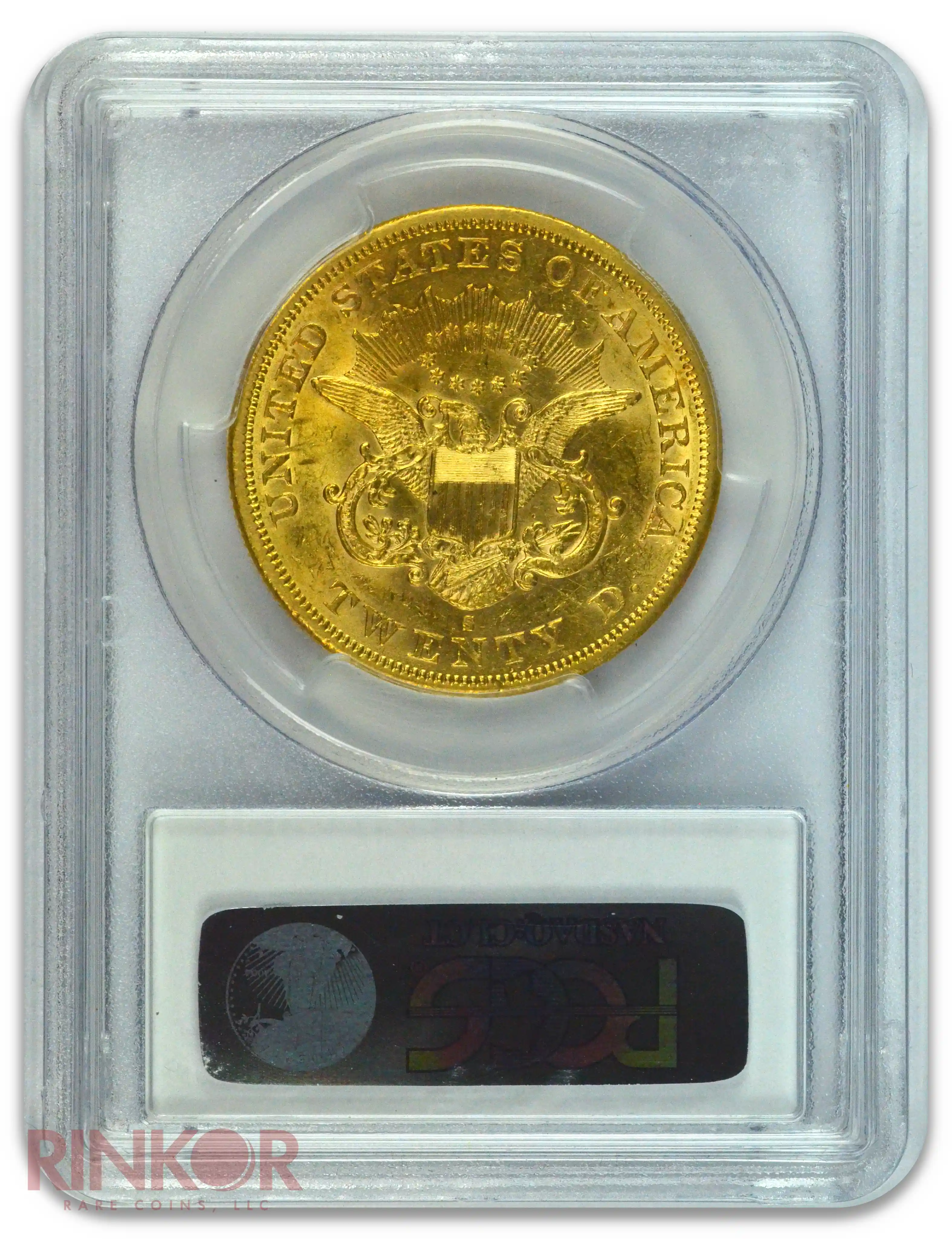 1864-S $20 Liberty Head PCGS AU-55 CAC