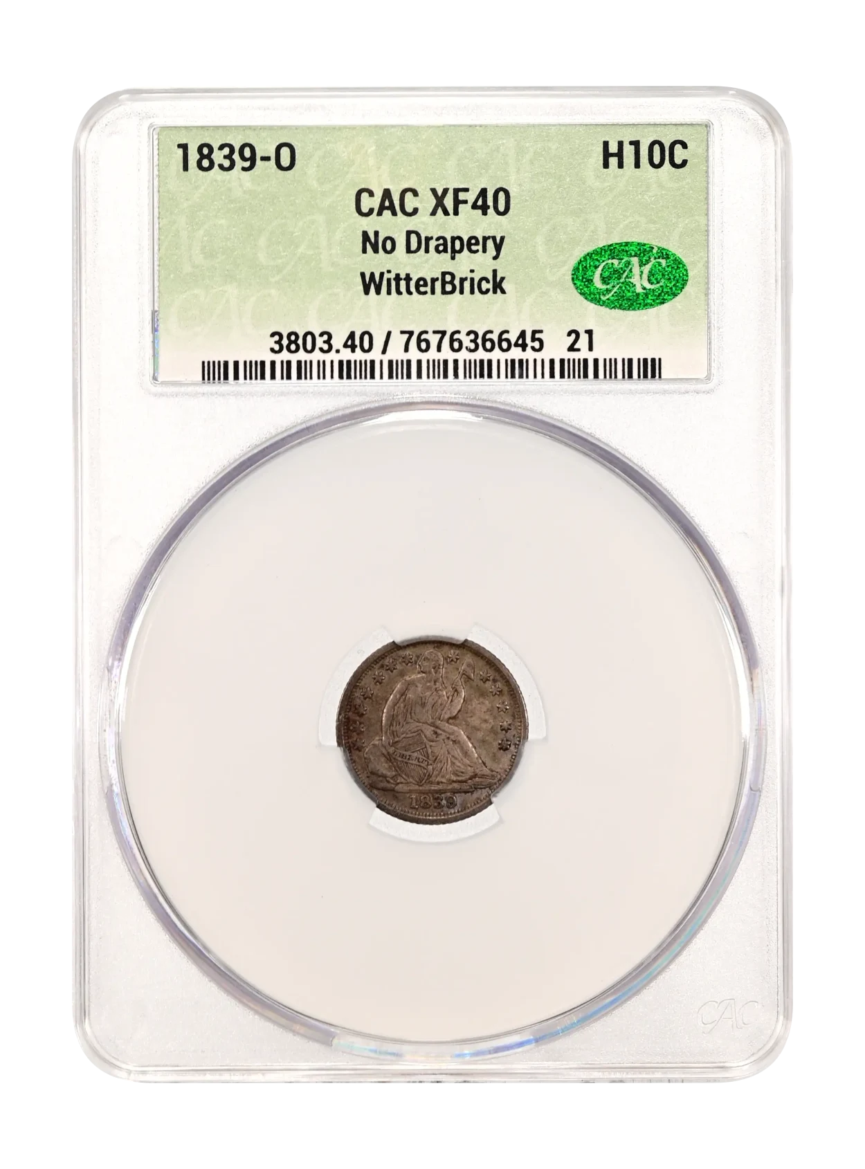 1839-O No Drapery H10c CACG XF-40