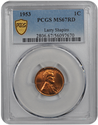 1953 Lincoln PCGS RD 67