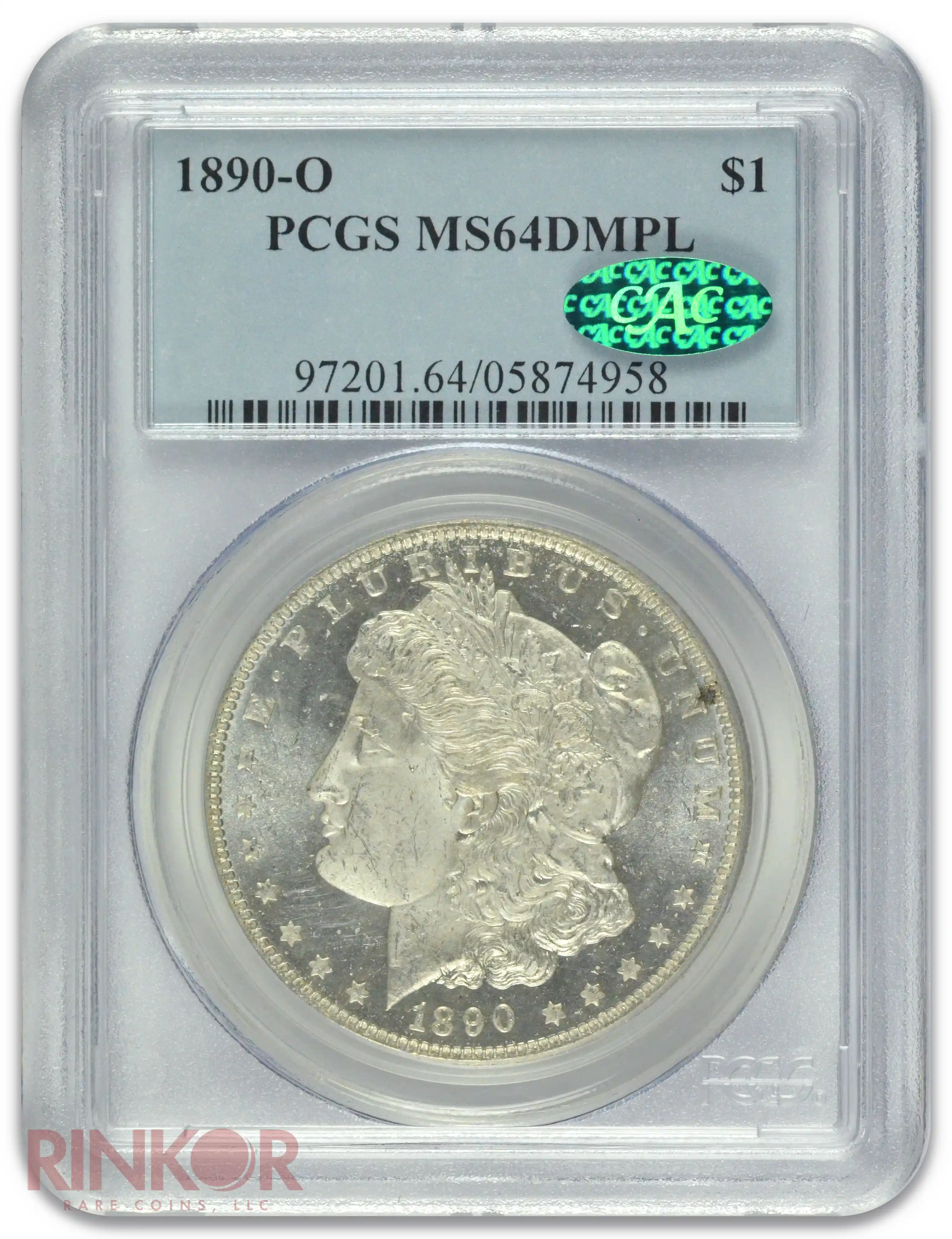 1890-O $1 Morgan Dollar PCGS MS 64 DMPL CAC